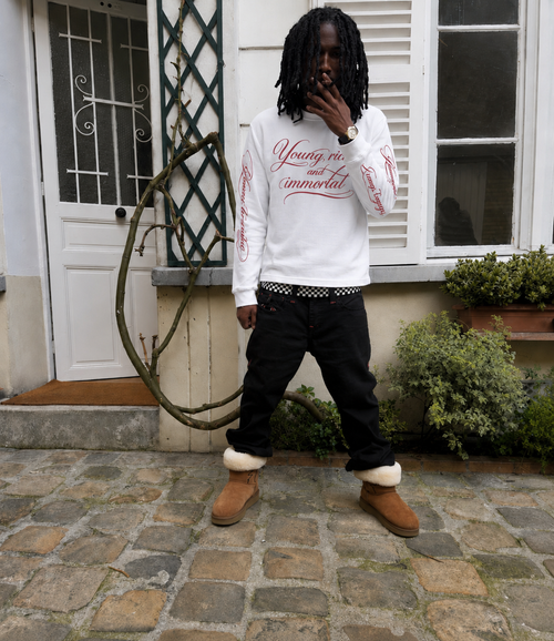 White "Young Rich" LONGSLEEVE
