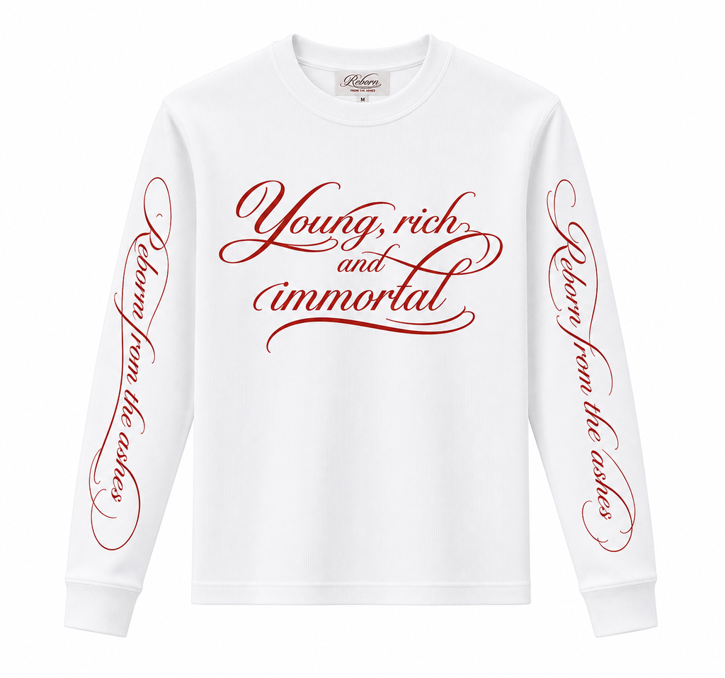 White "Young Rich" LONGSLEEVE